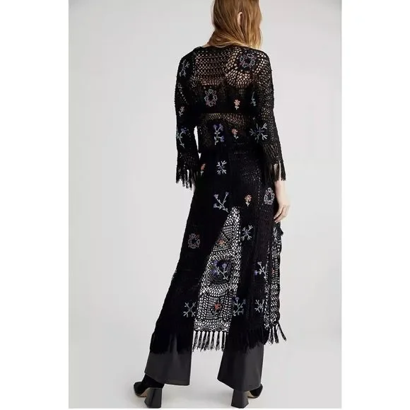 New Free People Hydrangea Crochet Kimono Size XS $315